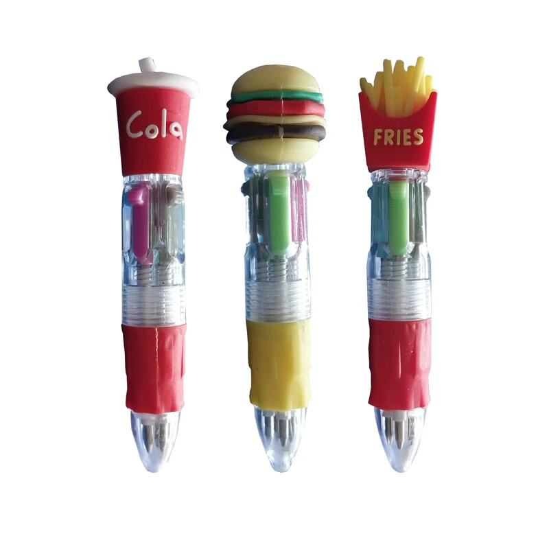 خودکار مدل چند رنگ فانتزی مینی طرح فست فود بسته سه عددی