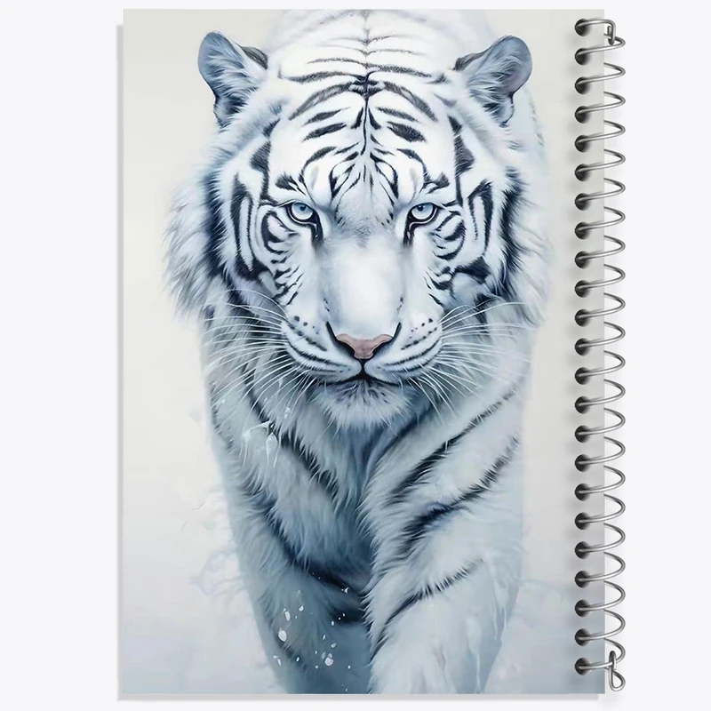 دفتر ژورنال نویسی 50 برگ خندالو مدل نقطه ای طرح ببر سفید کد F1951