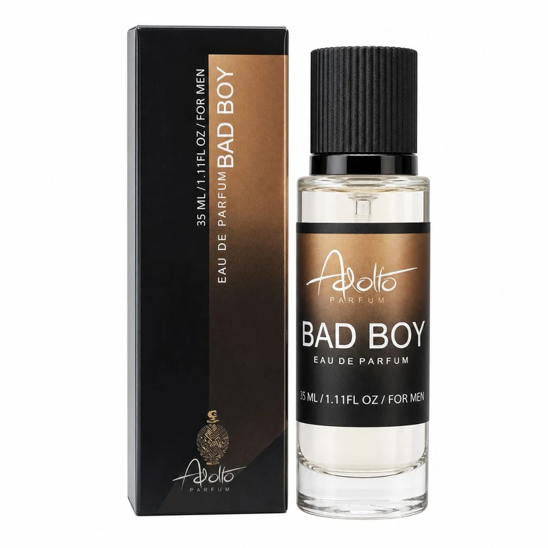 عطر جیبی مردانه آدولفو مدل Bad Boy NEW با رایحه شرقی و ادویه ای حجم 35 میلی لیتر