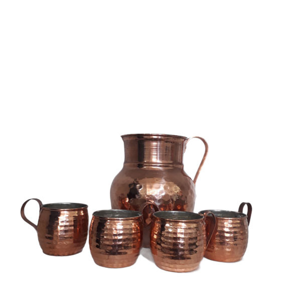 ست 5 تکه پارچ و لیوان مسی مدل SI3