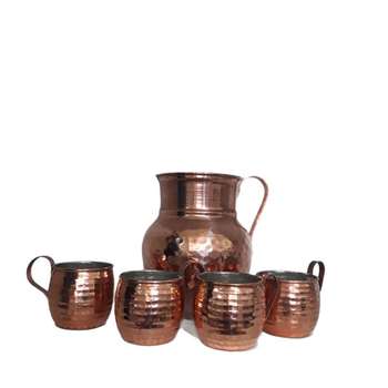 ست 5 تکه پارچ و لیوان مسی مدل SI3