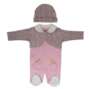 ست سرهمی و کلاه نوزادی مدل گل 349