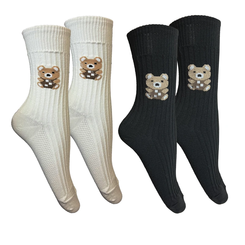 جوراب ساق بلند زنانه تن پوش هنگامه مدل کبریتی تدی کد BK01 بسته 2 عددی