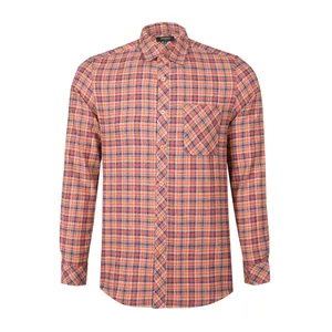 پیراهن آستین بلند مردانه جوتی جینز مدل چهارخانه کد 303046 رنگ نارنجی