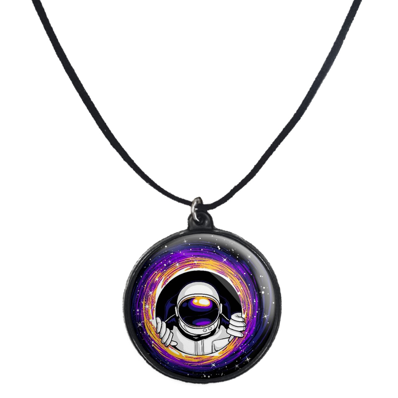 گردنبند پرمانه طرح فضانورد کد pmb.10380 مدل دو طرفه