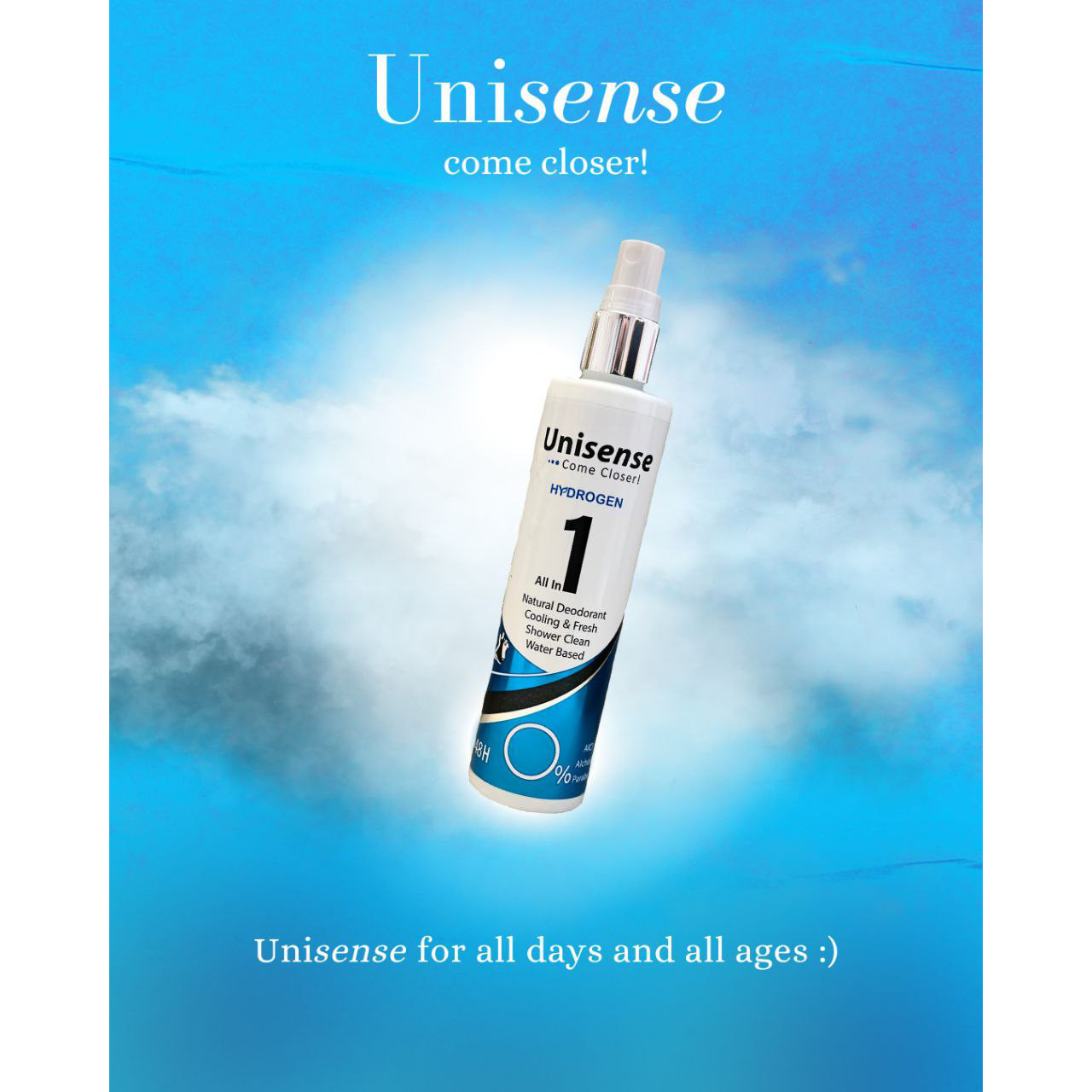 اسپری بدن مردانه یونی سنس مدل HYDROGEN حجم 160 میلی لیتر