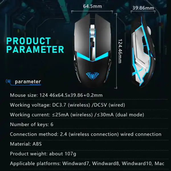 ماوس بی سیم مخصوص بازی آئولا مدل AULA SC400