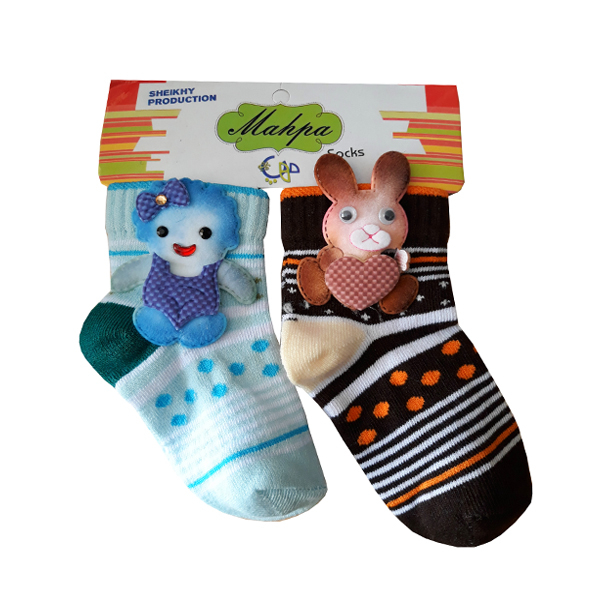 جوراب دخترانه مهپا مدل عروسکی مجموعه 2 عددی