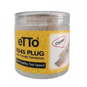 سوکت شبکه اِتو مدل RJ45 CAT6 UTP بسته 100 عددی