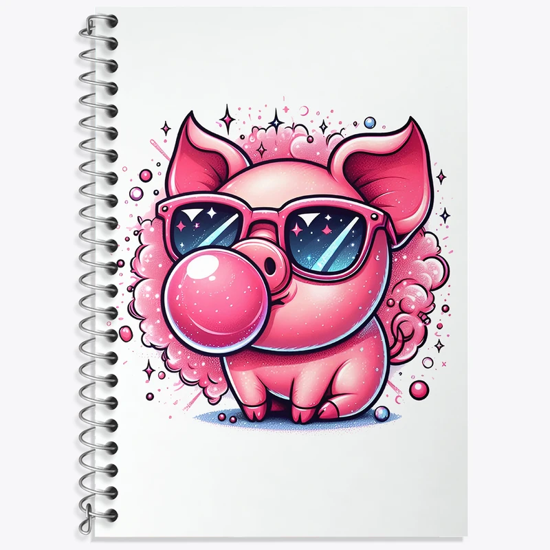 دفتر زبان 50 برگ خندالو مدل سه خط طرح خوک کیوت کد N3313