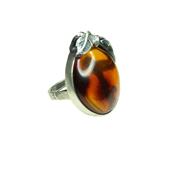 انگشتر نقره زنانه مدل کهربا کد KJA1