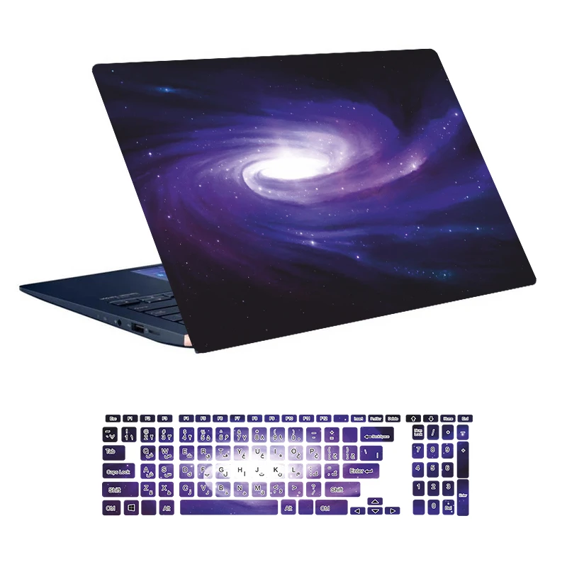 استیکر لپ تاپ توییجین و موییجین طرح Space کد 123 مناسب برای لپ تاپ 15.6 اینچ به همراه برچسب حروف فارسی کیبورد 