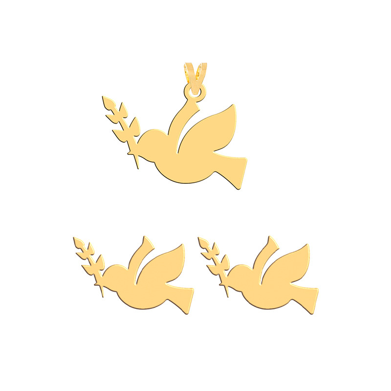 نیم ست طلا 18 عیار زنانه فرشته مدل پرنده WHSL-000581