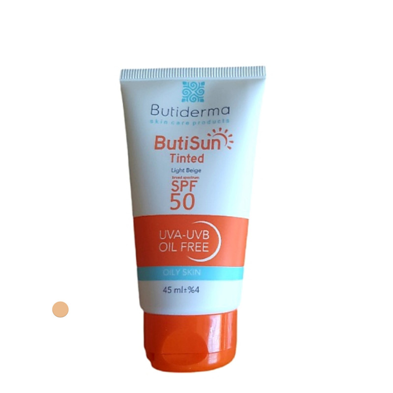 کرم ضد آفتاب رنگی بیوتی درما SPF 50 مدل ButiSun مناسب پوست های چرب حجم 45 میلی لیتر