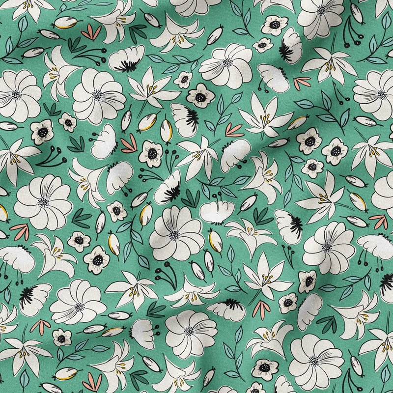 پارچه لباس عرض 1.5 متر باما مدل باغ نغمه کد 7011288 رنگ سبز