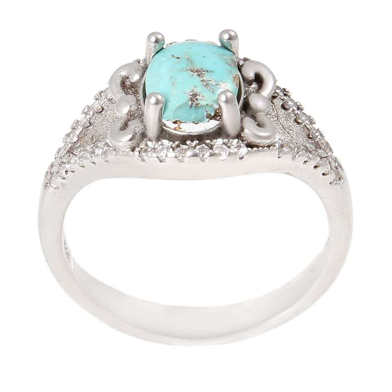 انگشتر نقره زنانه بازرگانی میلادی مدل فیروزه نیشابور کد AWR_764