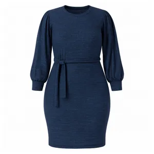 پیراهن یقه گرد زنانه مدل کمربندی 1515