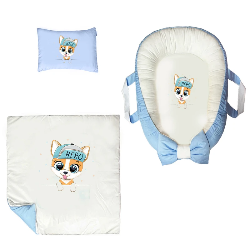 سرویس خواب سه تکه نوزاد ناریکو مدل گارد محافظ دار طرح بچه روباه کد 0572