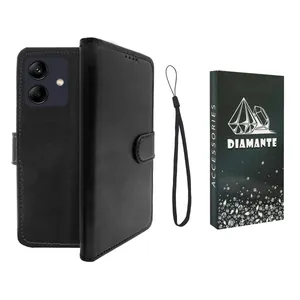 کیف کلاسوری دیامانته مدل Kiif_1 BK مناسب برای گوشی موبایل سامسونگ Galaxy A06 به همراه بند آویز