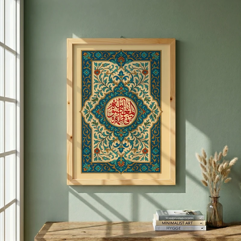 تابلو طرح ولادت حضرت فاطمه (س) مدل G15279 فریم کرم روشن