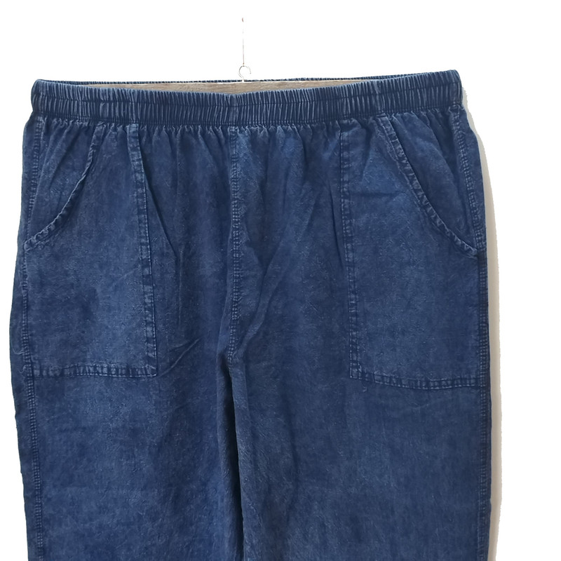 شلوار مام استایل مردانه مدل کتان کنفی خنک کد 02 رنگ آبی تیره