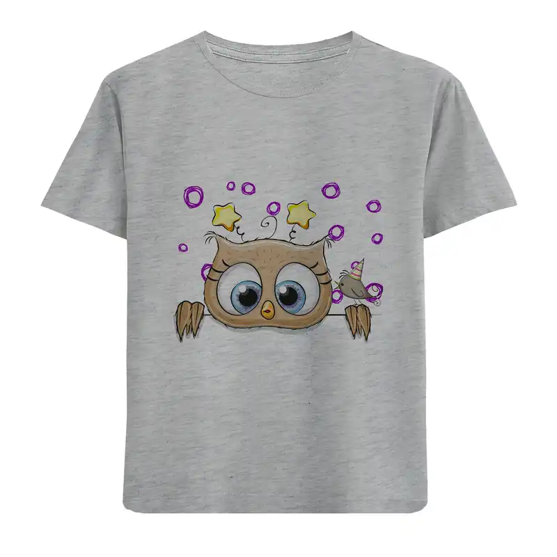 تی شرت آستین کوتاه بچگانه مدل گنجشک و جغد D201