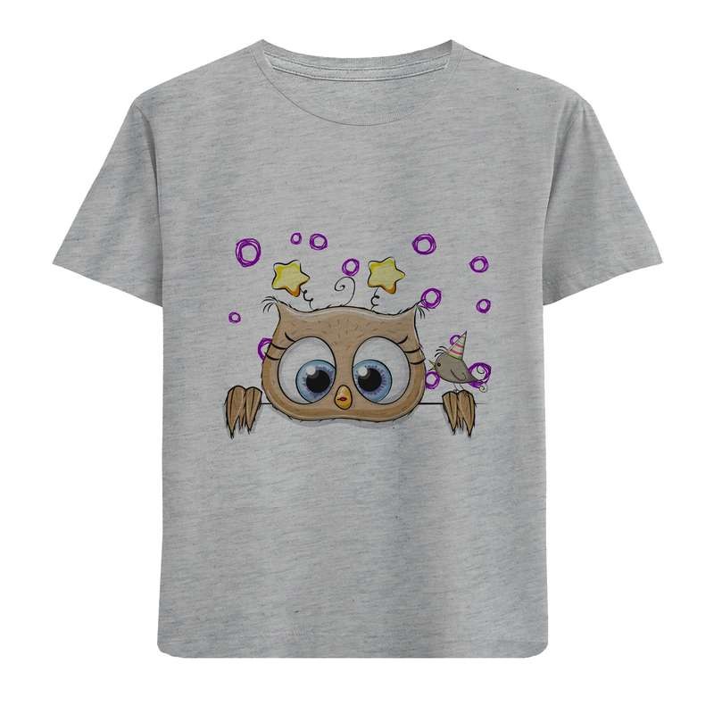 تی شرت آستین کوتاه بچگانه مدل گنجشک و جغد D201