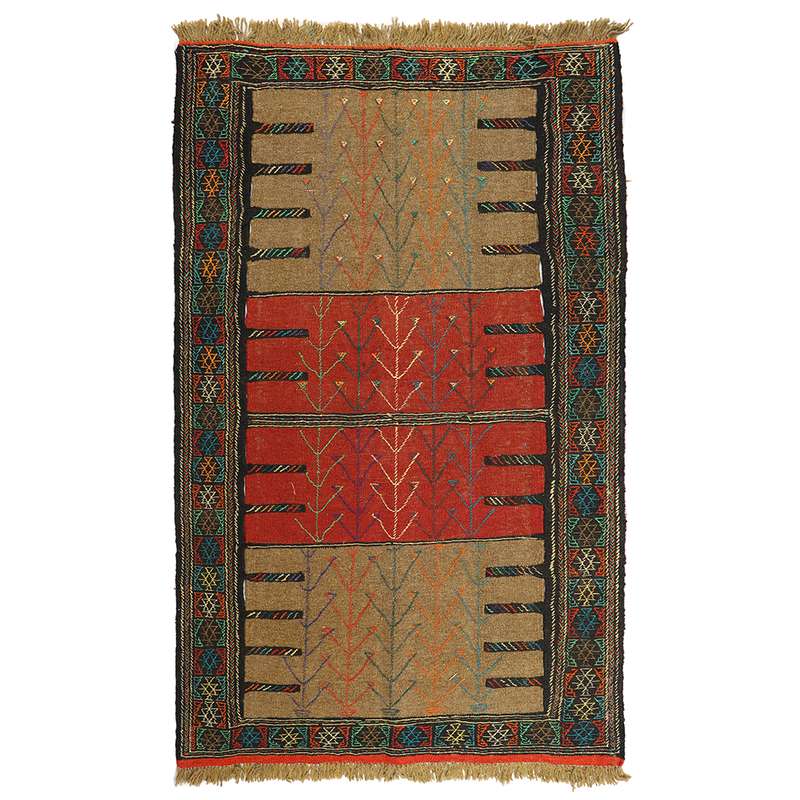 گلیم دستبافت دو متری طرح سفره کردی کد 140847