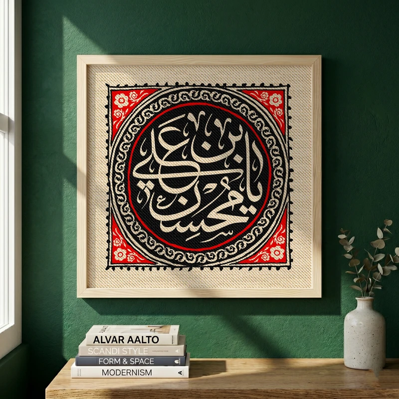 تابلو طرح شهادت حضرت محسن (ع) مدل G14417 فریم کرم روشن