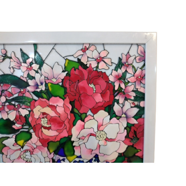 تابلو ویترای طرح نقاشی گل