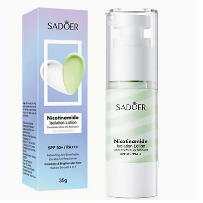کرم ضد آفتاب بی رنگ سادور SPF50 مدل نیکوتینامید مناسب انواع پوست وزن 35 گرم