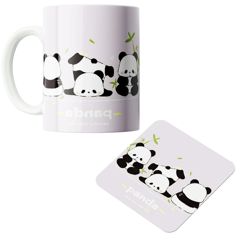 ماگ پاد آفرین مدل پاندا کد ۹۲ به همراه زیر لیوانی