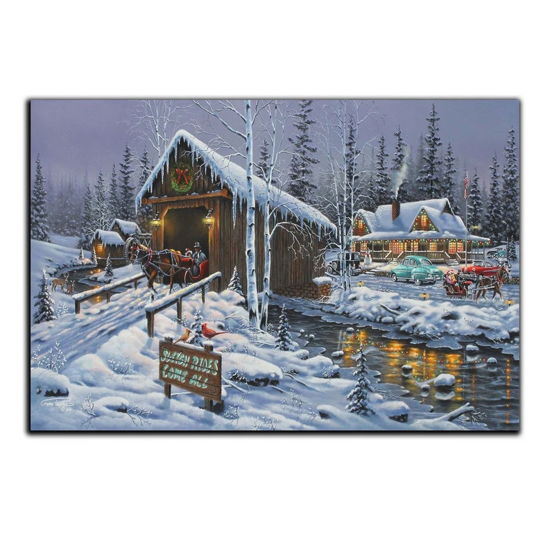 تابلو شاسی بکلیت طرح منظره زمستان و کلبه چوبی مدل SH-S5038