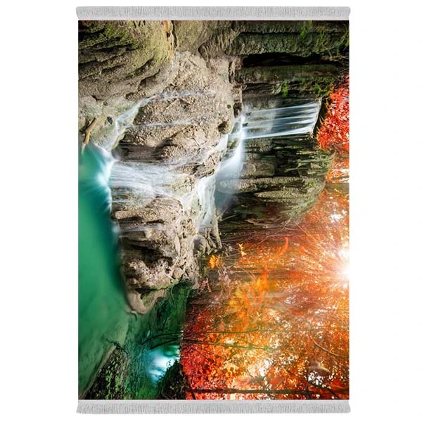 فرش پارچه‌ای دفه مدل فرشینه شانل مخمل طرح فانتزی کد 7053