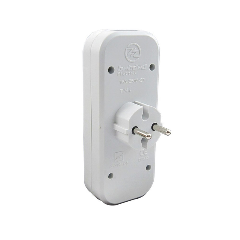 سه راهی برق بهداد الکتریک مدل بدون ارت دوشاخه دار کد 174