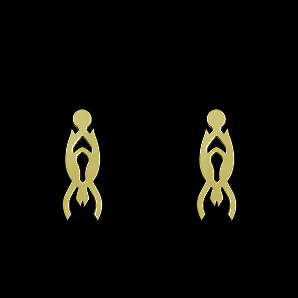 گوشواره طلا 18 عیار زنانه مدوپد مدل هندسی کد GA1-10179