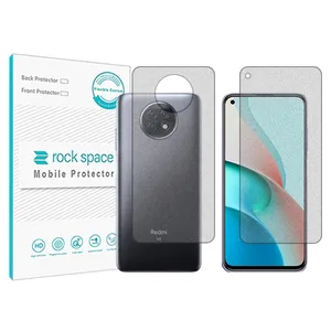 Matte Rockspace HyMTT screen protector suitable for the Xiaomi Redmi Note 9 5G mobile phone along with the back of the phone