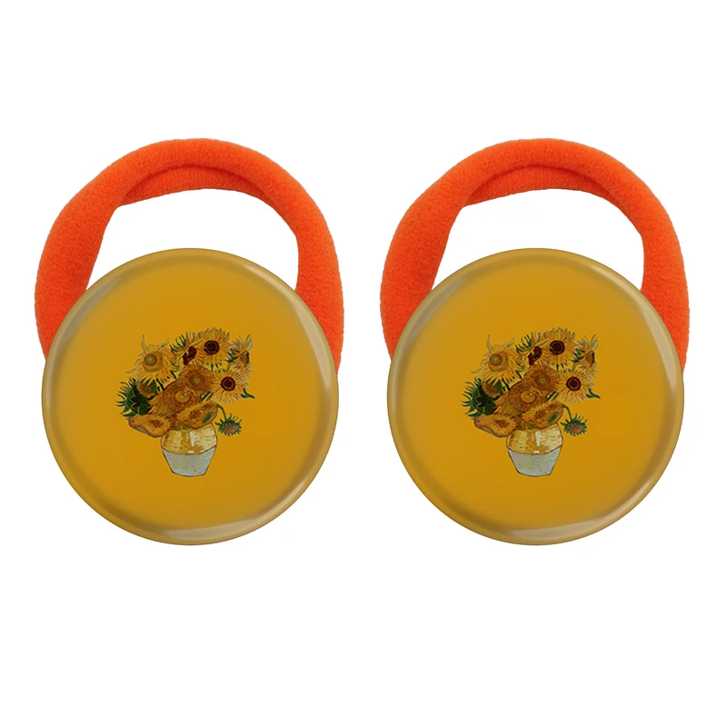 کش مو زنانه مدل نقاشی گل‌های آفتابگردان از ون گوگ کد s15166 بسته دو عددی