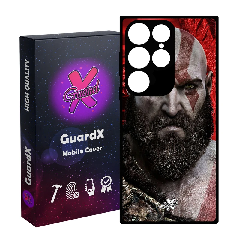 کاور گارد ایکس طرح God of War مدل Glass10035 مناسب برای گوشی موبایل سامسونگ Galaxy S24 Ultra
