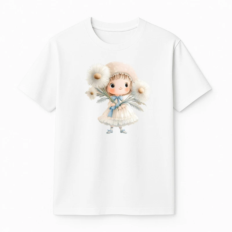 تی‌شرت آستین کوتاه دخترانه مدل گل کد 2