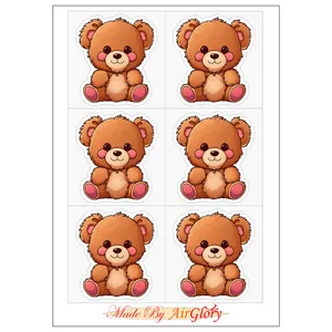 برچسب ایرگلوری مدل برش نخورده طرح خرسی کد 1616 بسته 6 عددی