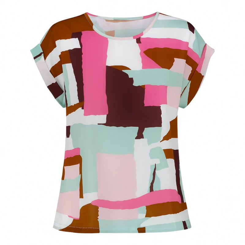 تی‌شرت آستین تا روی شانه زنانه مدل نگین کد ۷۷