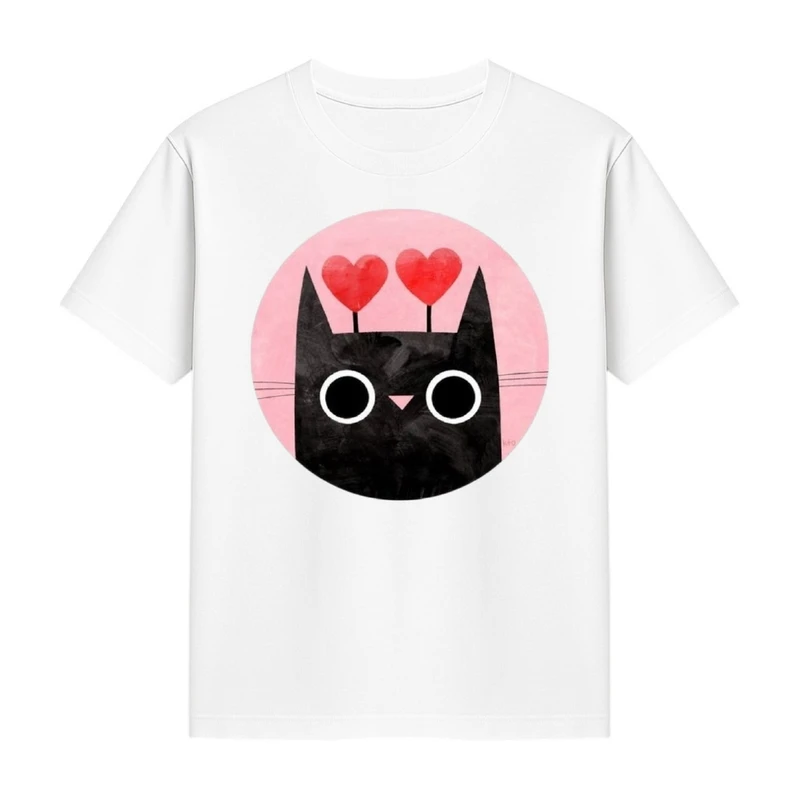 تی‌شرت آستین کوتاه دخترانه مدل گربه کد p8 