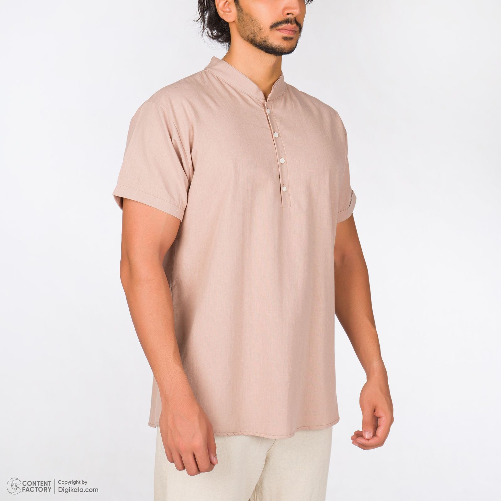 پیراهن آستین کوتاه مردانه افراتین مدل لینن رنگ نسکافه ای -  - 7