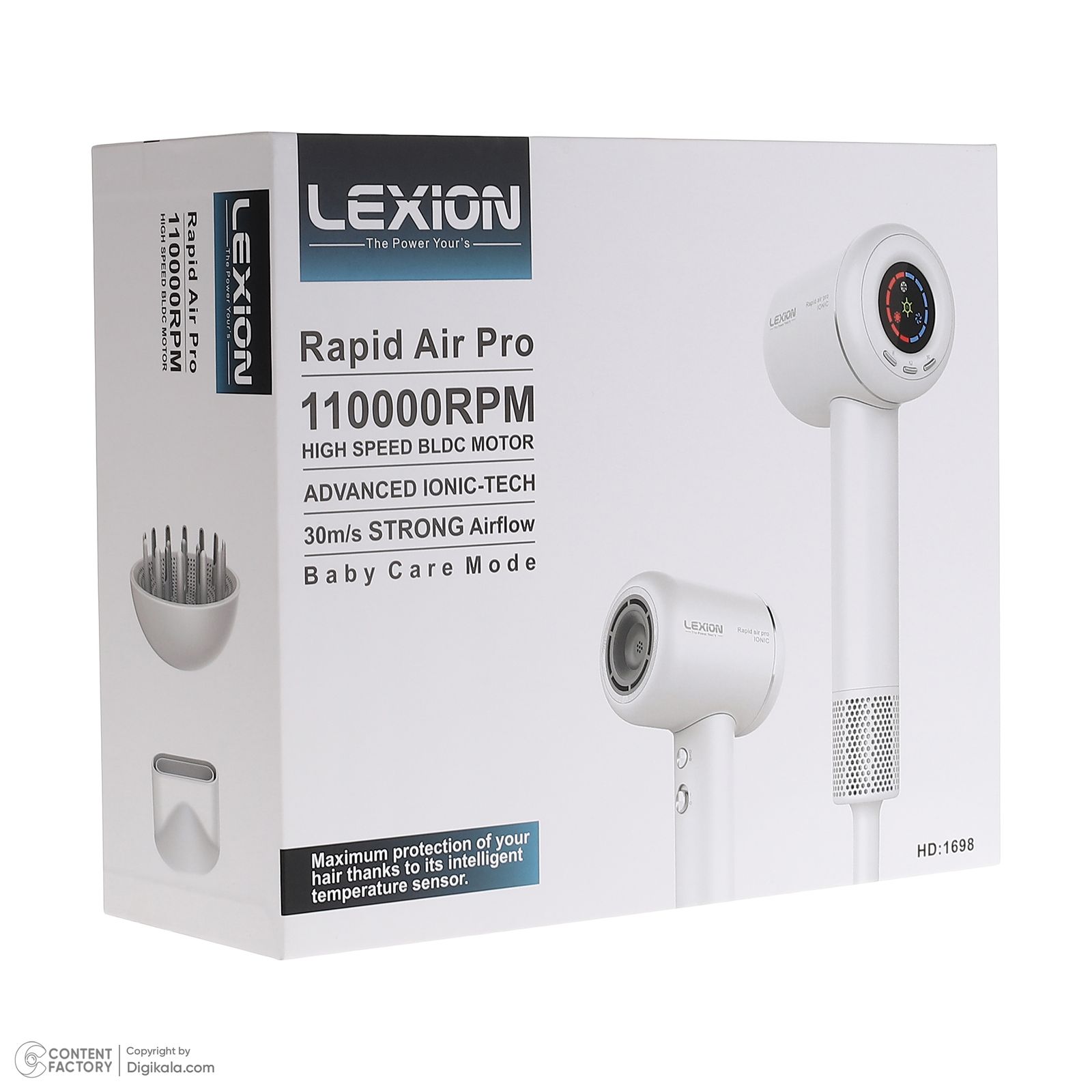 سشوار حرفه ای 1400 وات لکسیون مدل Rapid Air Pro HD:1698 -  - 7