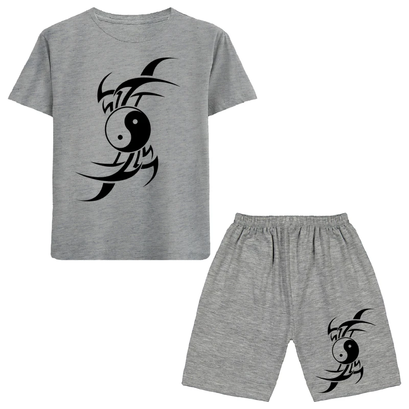 ست تی شرت و شلوارک پسرانه مدل یین یانگ N292