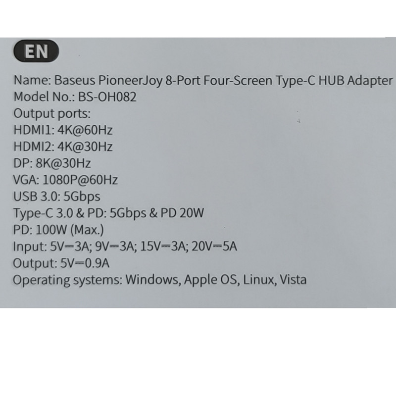 هاب 8 پورت USB-C باسئوس مدل BS-OH082 Focus Series