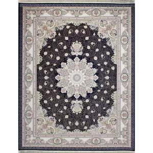 فرش ماشینی کد afrand_55018 زمینه سرمه‌ای