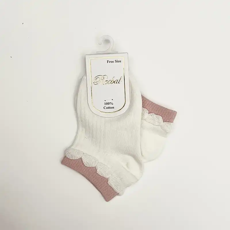 جوراب بچگانه مدل لبه چین چین بسته دو عددی