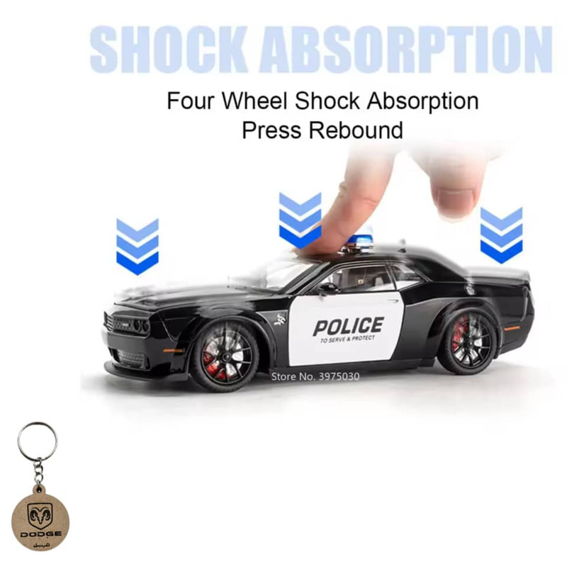 ماکت ماشین ناب سل مدل دوج چلنجر هلکت پلیس فلزی همراه با جاسوییچی Dodge Challenger SRT Police